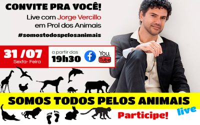 Live com Jorge Vercillo dia 31/07 às 19h30 #Somostodospelosanimais